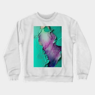 Aqua On The Surface - Abstract Alcohol Ink Resin Art Crewneck Sweatshirt
